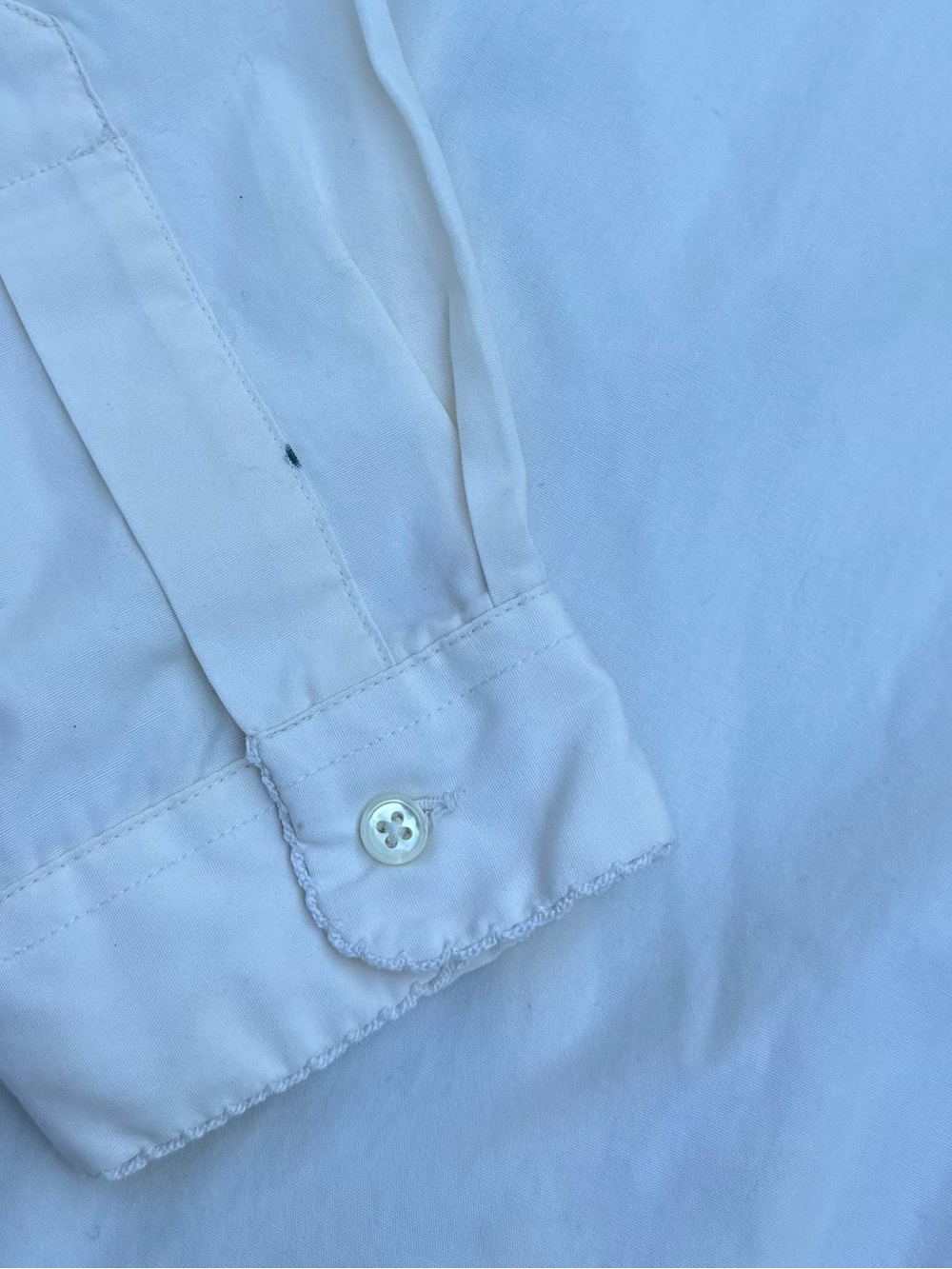 Vintage L.L. Bean Crochet Collar Shirt Cream Butter Yellow Size 14 S/M - Picture 9 of 9